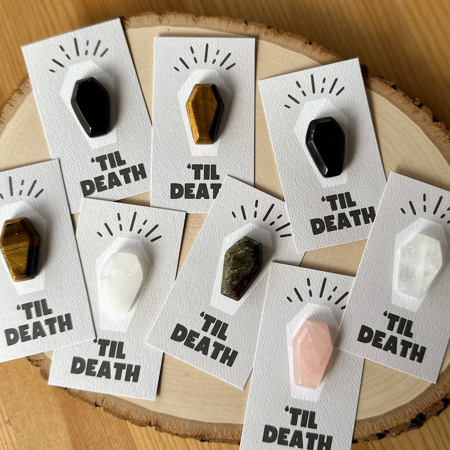 "Til Death" Coffin Mini Crystal Greeting Card- Crystals & Stones