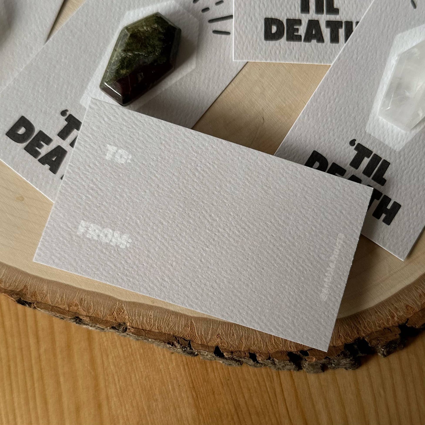 "Til Death" Coffin Mini Crystal Greeting Card- Crystals & Stones