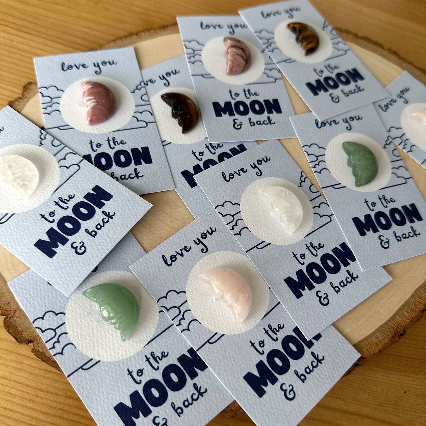 "Love You to the MOON & Back" Mini Crystal Greeting Card- Crystals & Stones