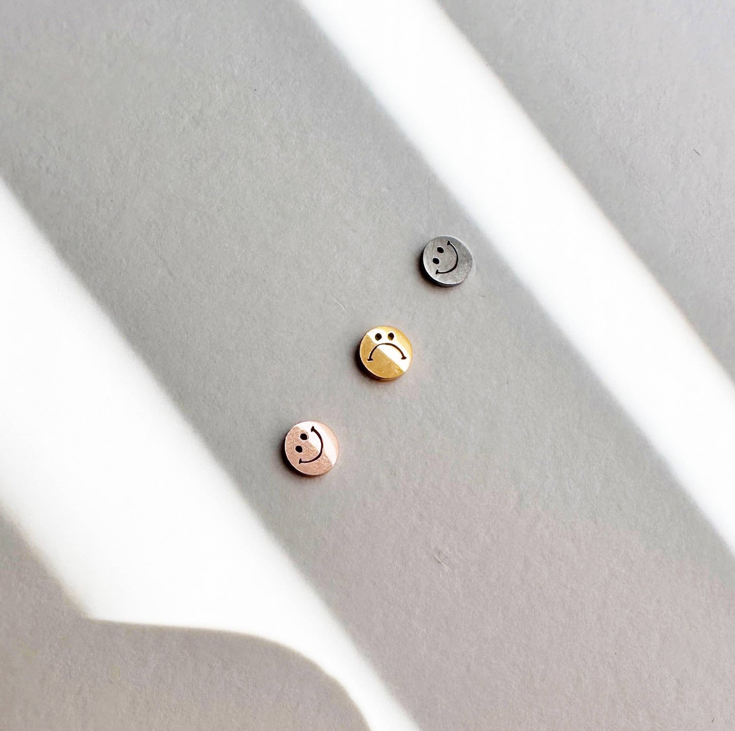 Dainty Little Tiny Things | Happy & Sad Smileys | Earrings: 18k Gold Plated