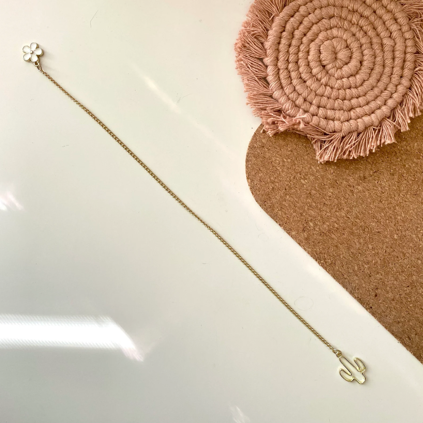 Saguaro Cactus Chain Bookmark: White