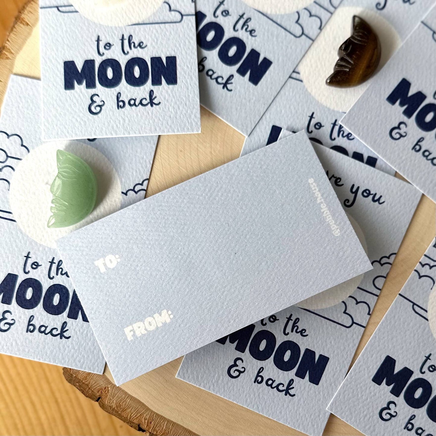 "Love You to the MOON & Back" Mini Crystal Greeting Card- Crystals & Stones