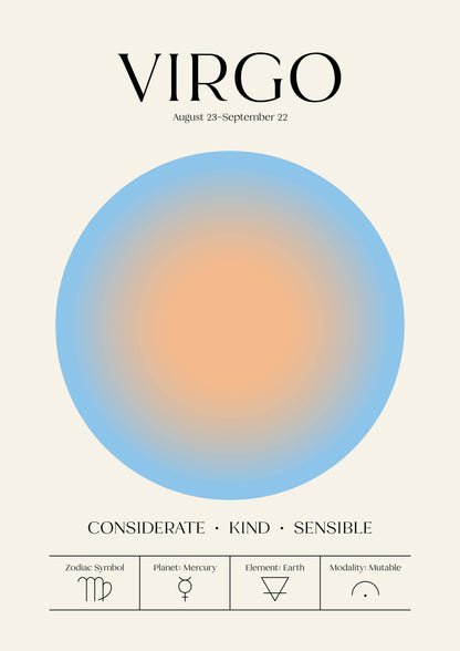 Zodiac Aura Astrology Star Sign Celestial Print 