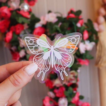 White Moth Butterfly Mini Suncatcher Sticker