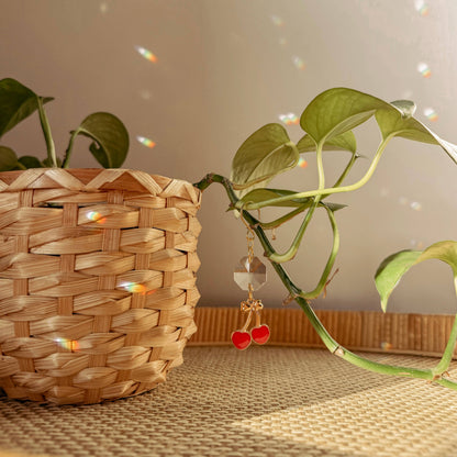 Plant Charm | Suncatcher + Cherry | Houseplant Vine Decor