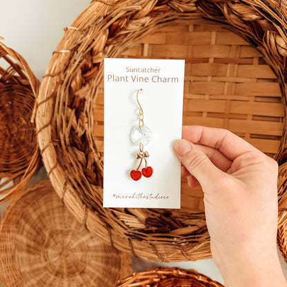 Plant Charm | Suncatcher + Cherry | Houseplant Vine Decor