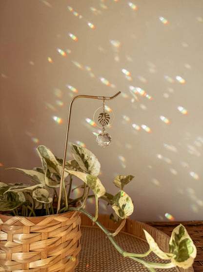 Plant Stake | Suncatcher + Monstera | Houseplant Accessory