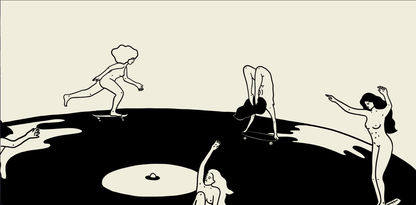 Skate Session on Vinyl Record Minimal Art Print
