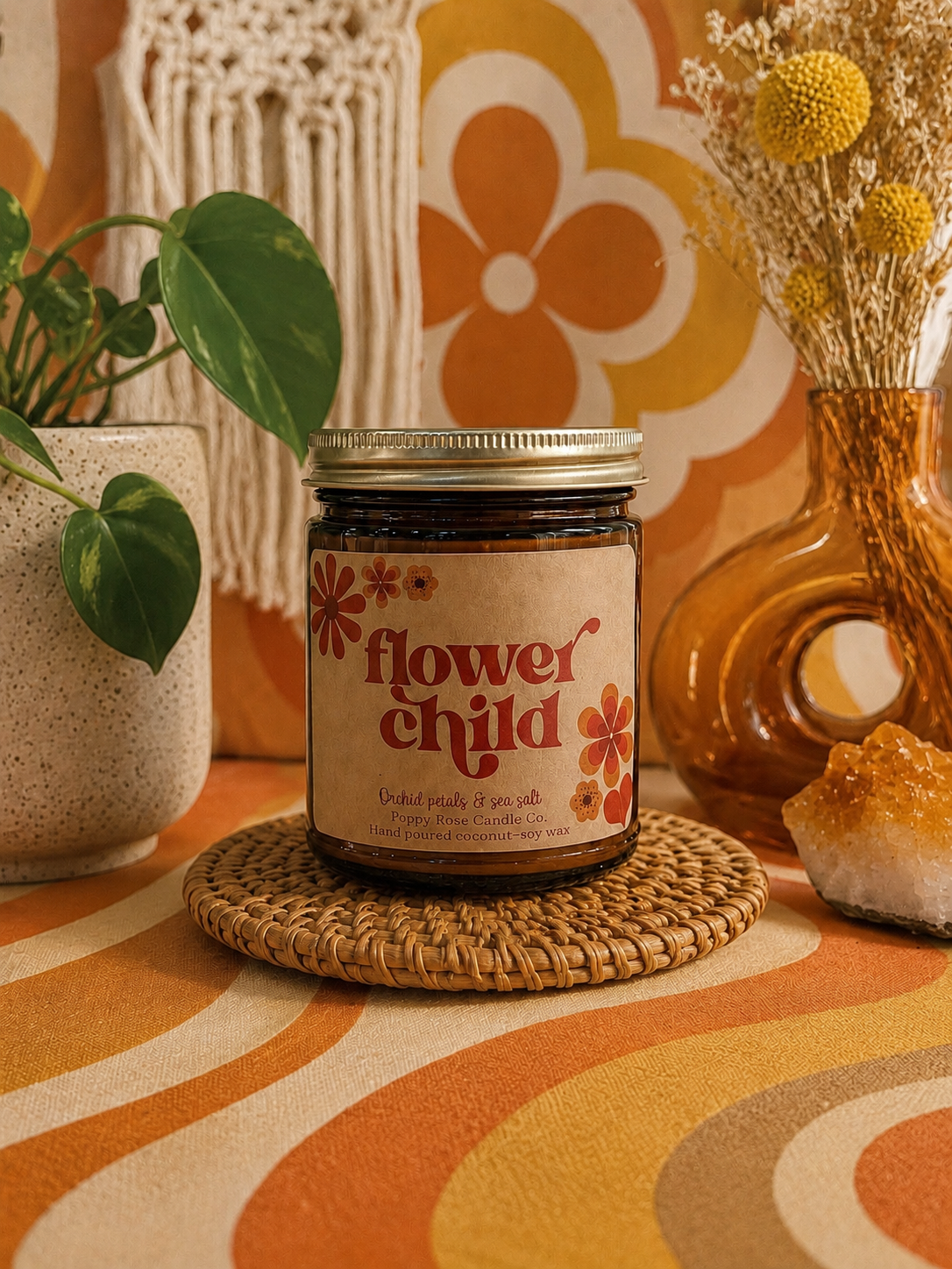 Flower Child - boho 70’s candle 