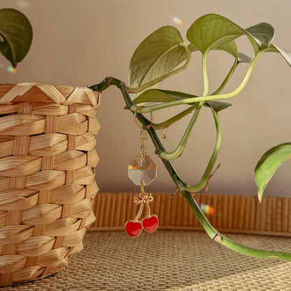 Plant Charm | Suncatcher + Cherry | Houseplant Vine Decor