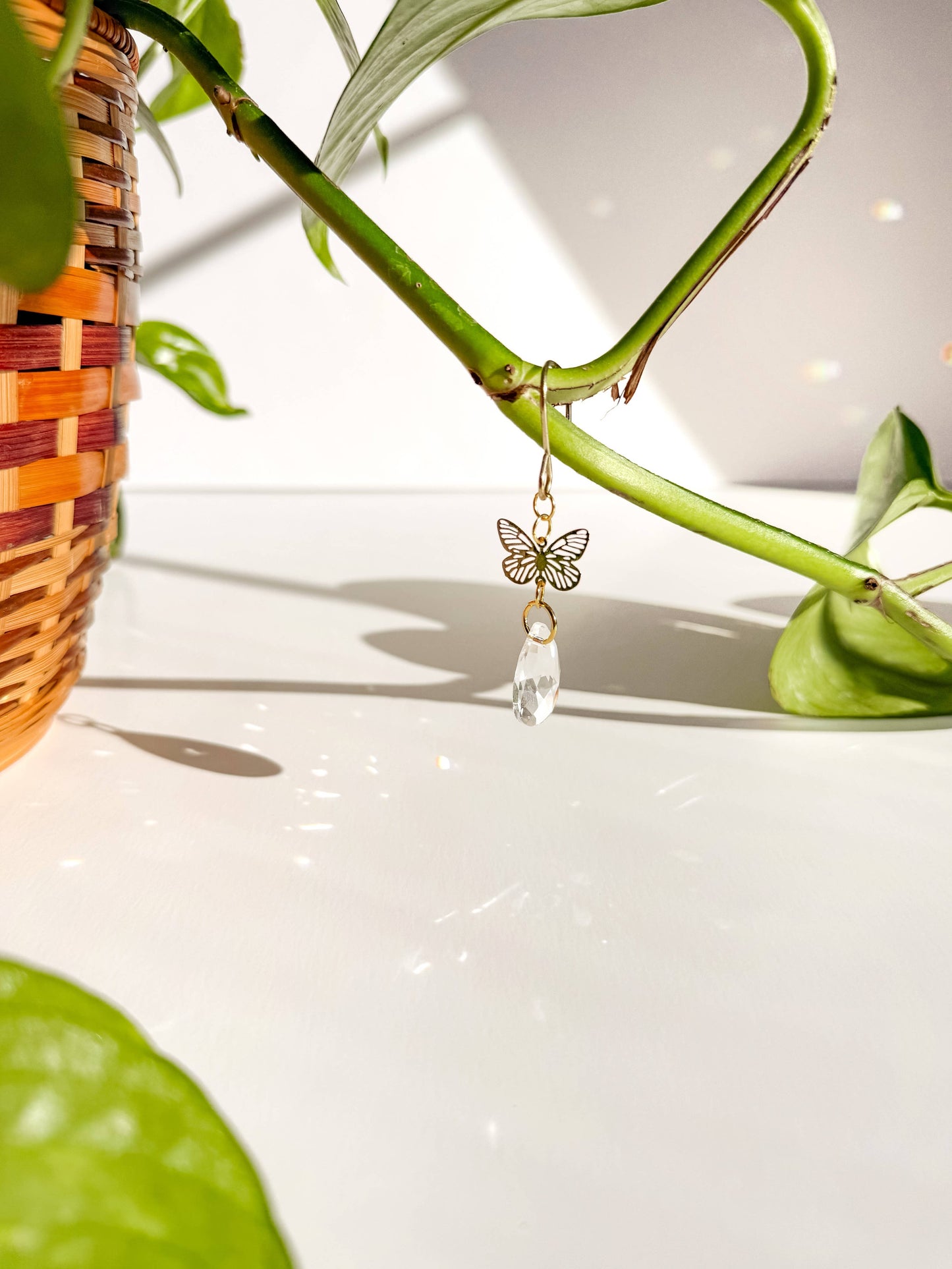 Plant Charm | Suncatcher + Butterfly | Houseplant Accessory