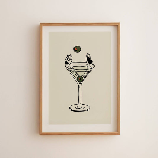 "Martini Girls" Wall Art Print Retro Vintage Bar Home Decor