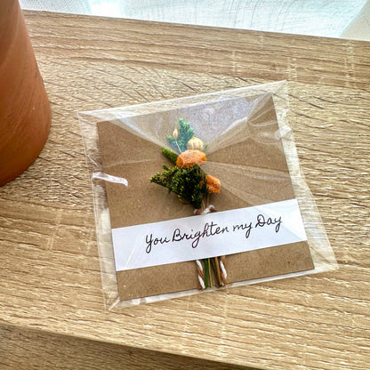 You Brighten My Day Orange Mini Dried Floral Bouquet Card