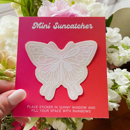 White Moth Butterfly Mini Suncatcher Sticker