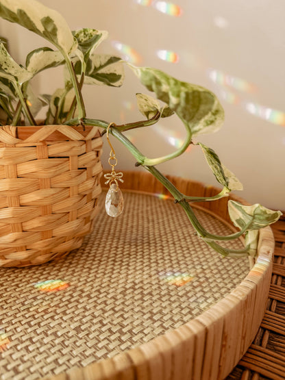 Plant Charm | Sun Catcher + Bow | Houseplant Accessory Jewel