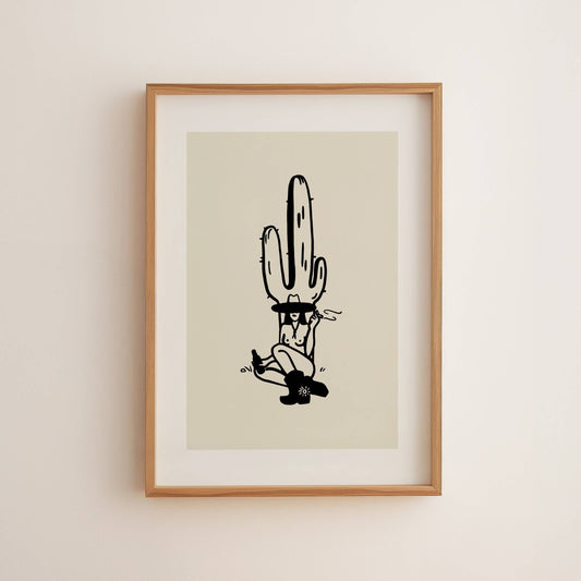 Desert Cowgirl Minimal Western Art Print Vintage Home Decor