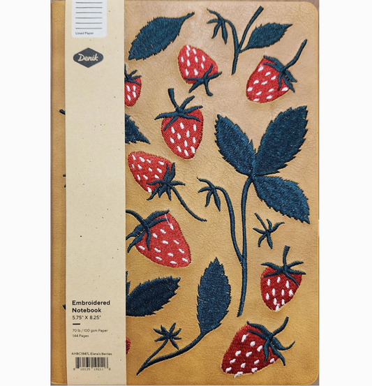 Strawberry Embroidered notebook