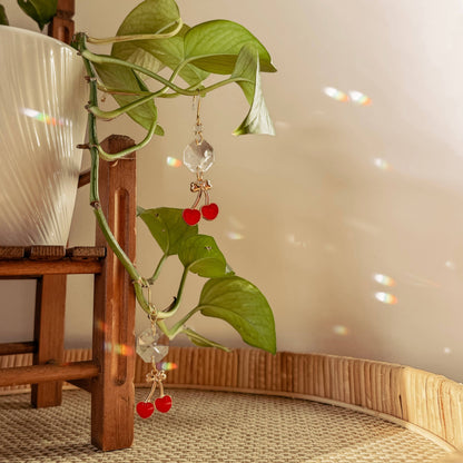 Plant Charm | Suncatcher + Cherry | Houseplant Vine Decor