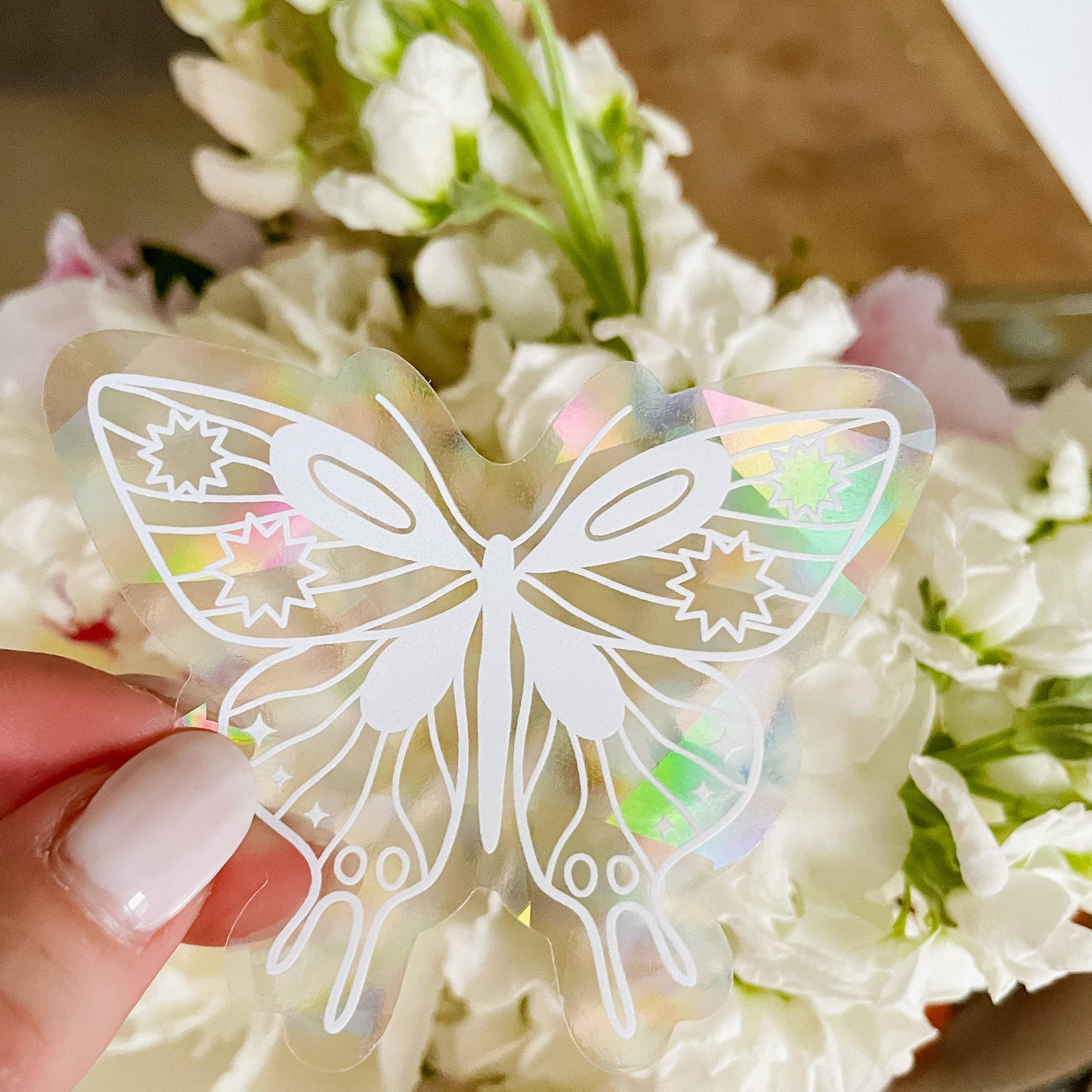 White Moth Butterfly Mini Suncatcher Sticker