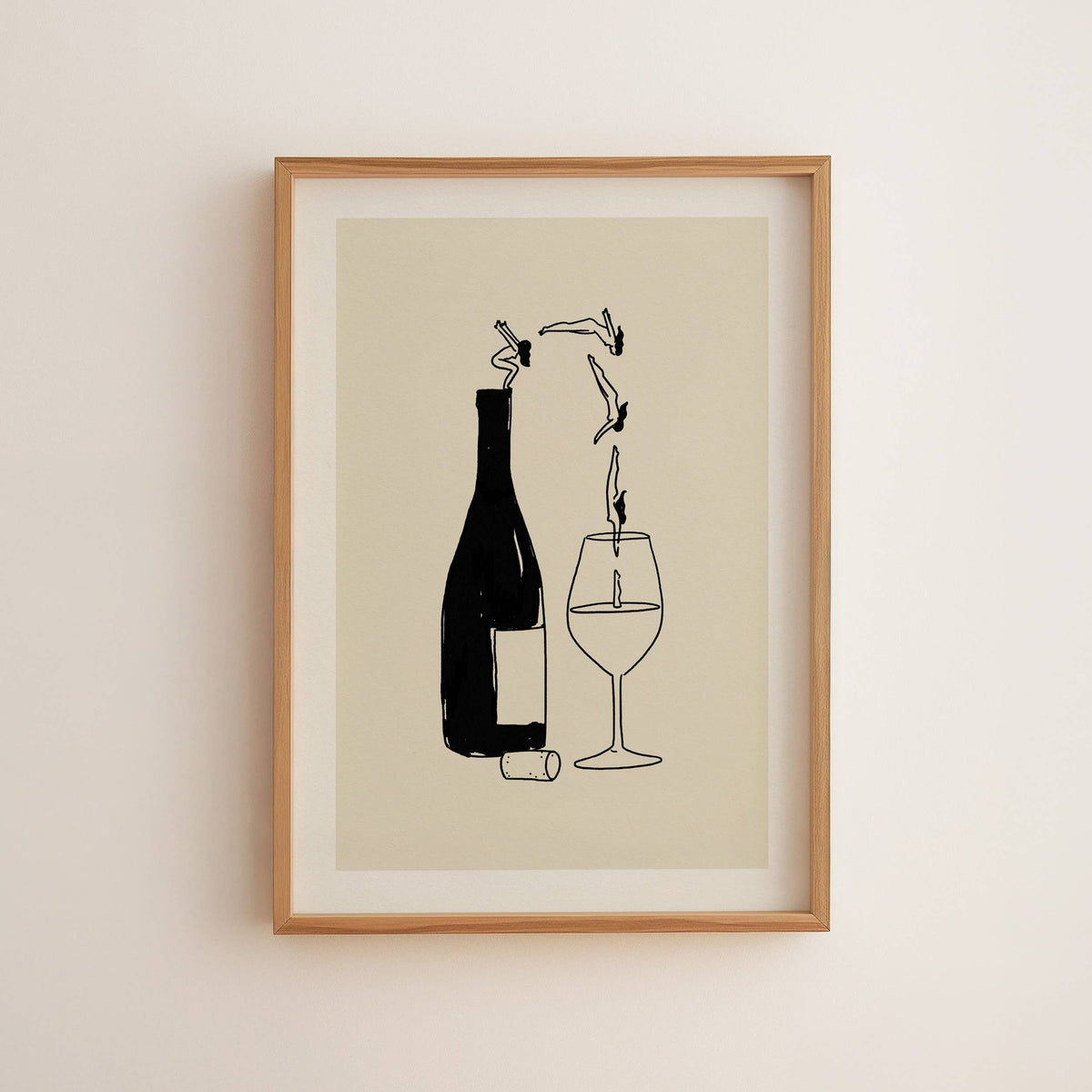 "Wine Bottle Dive" Minimal Fine Art Giclée Print