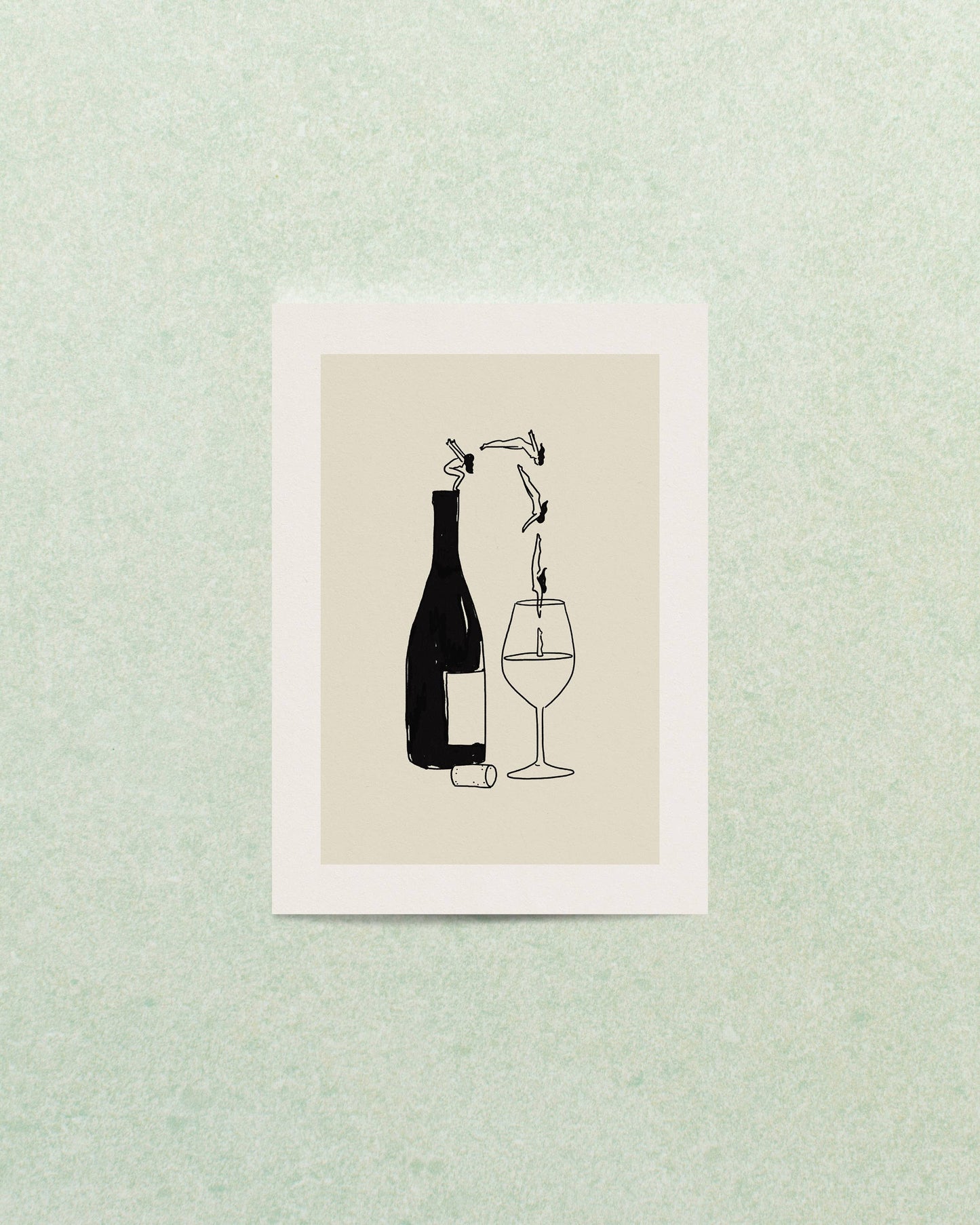 "Wine Bottle Dive" Minimal Fine Art Giclée Print