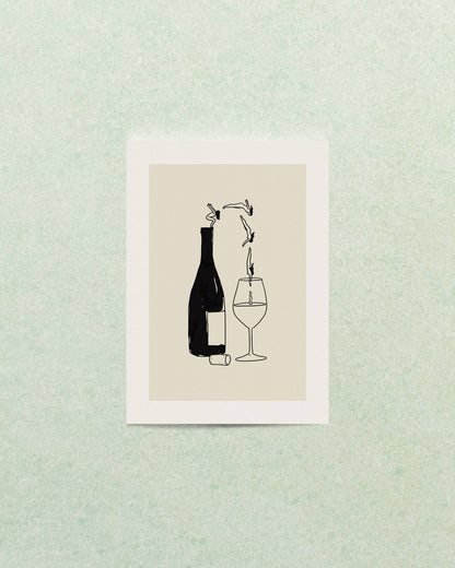 "Wine Bottle Dive" Minimal Fine Art Giclée Print