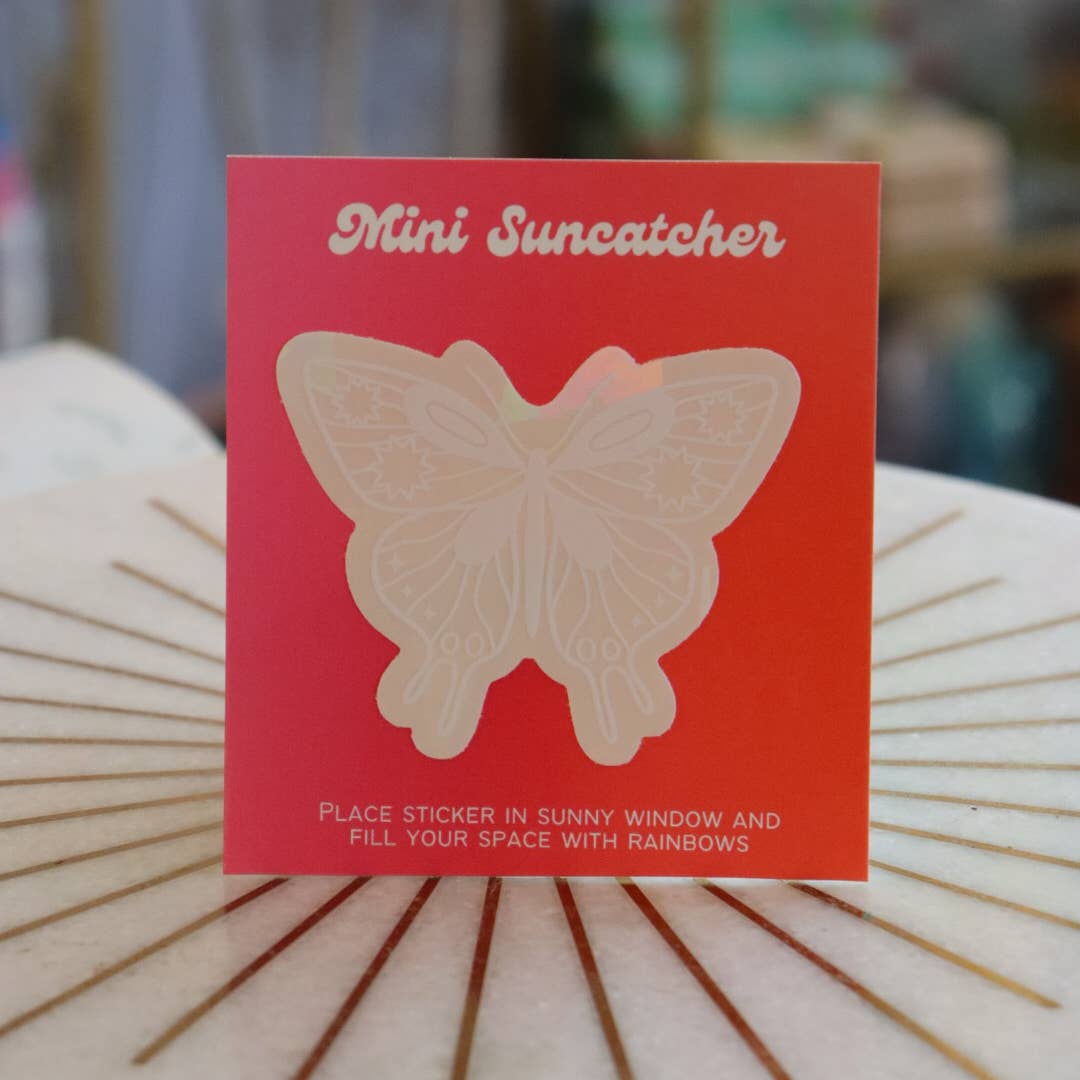 White Moth Butterfly Mini Suncatcher Sticker