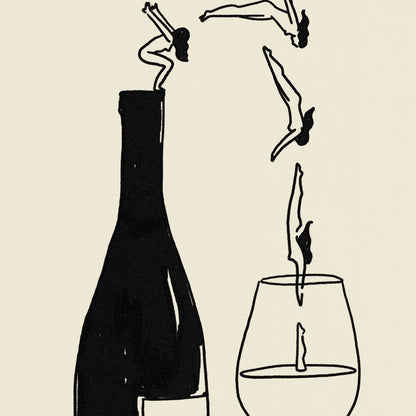 "Wine Bottle Dive" Minimal Fine Art Giclée Print