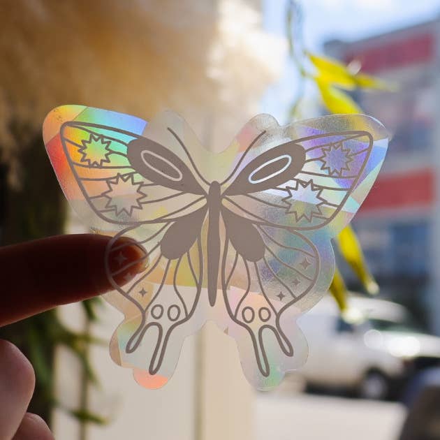 White Moth Butterfly Mini Suncatcher Sticker